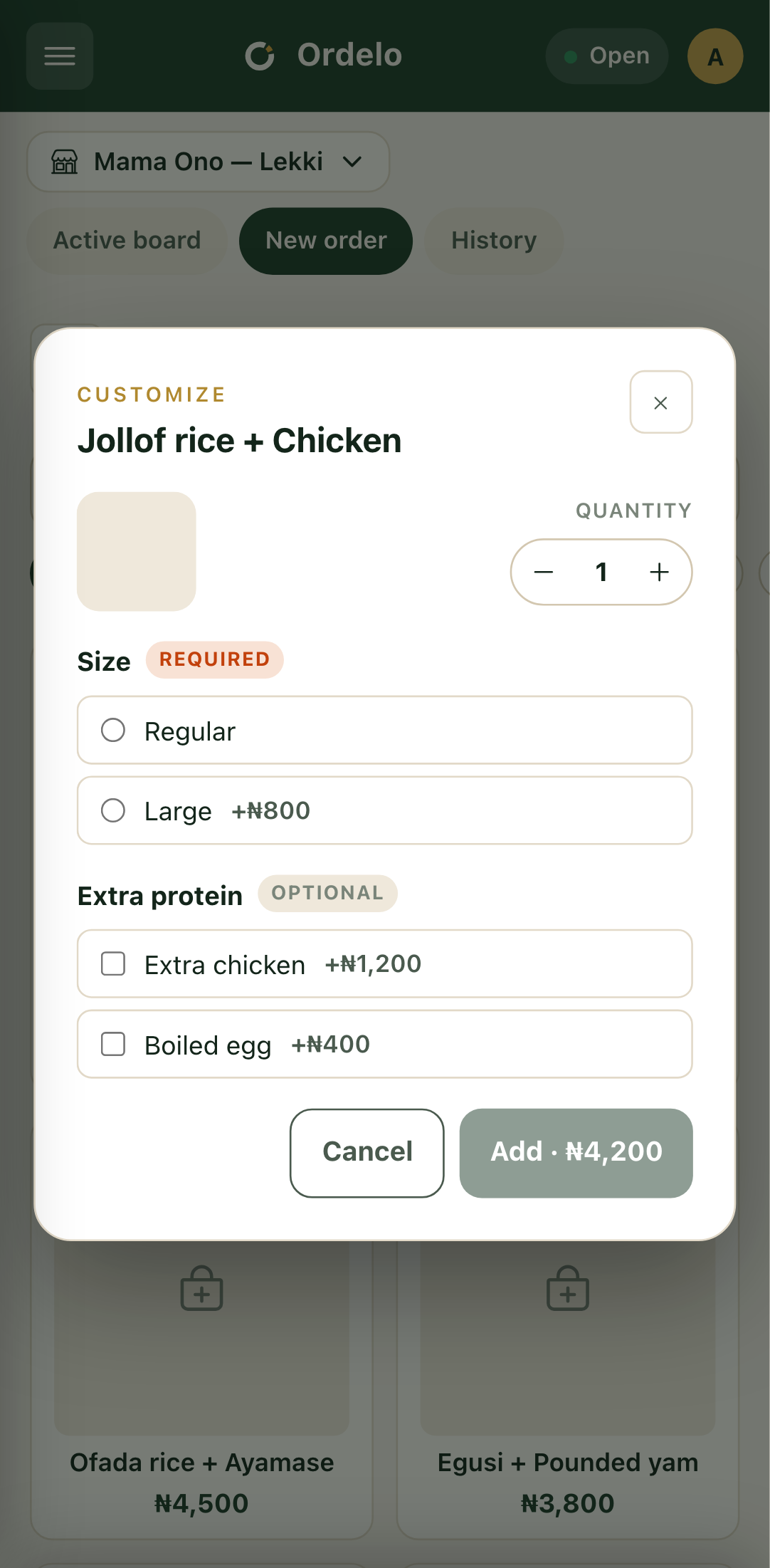 Customising an item