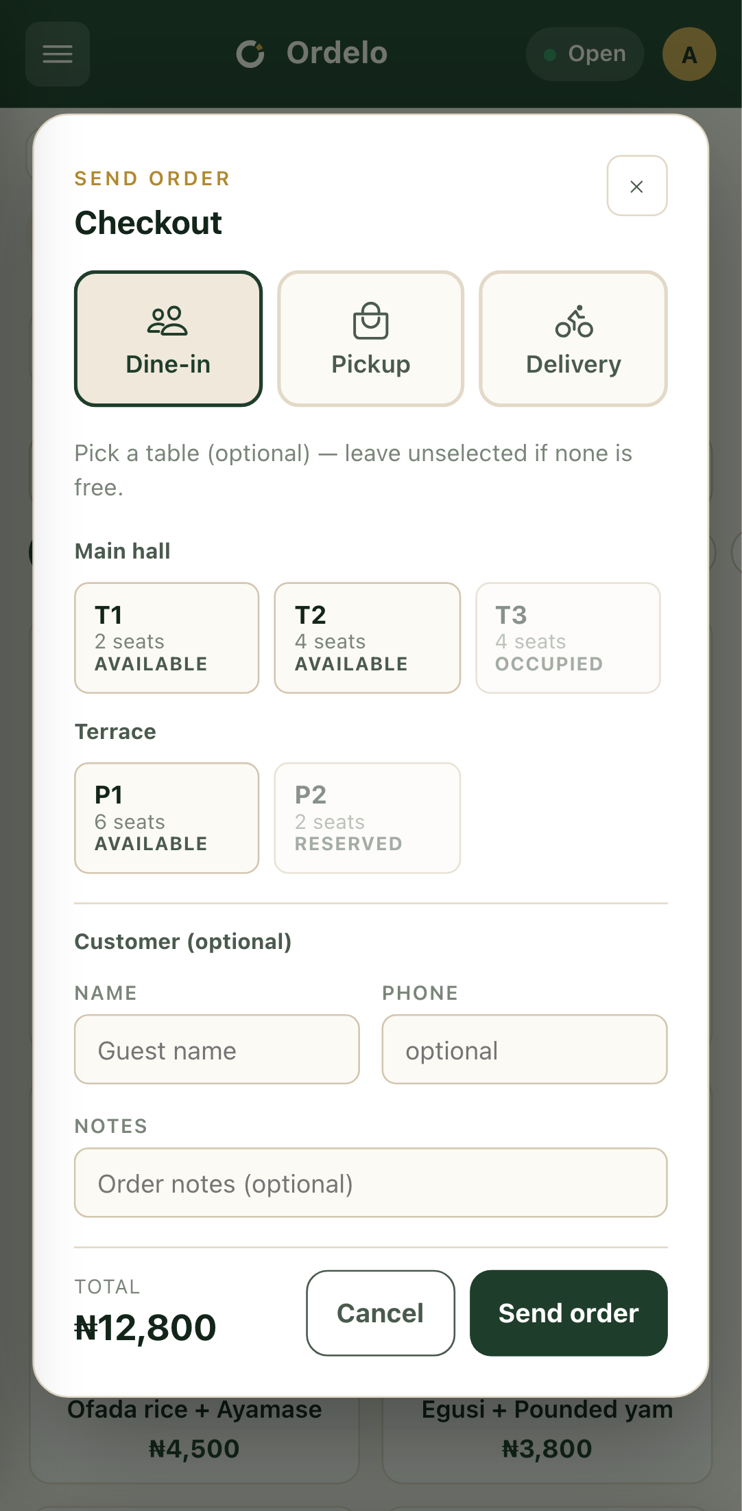 The checkout sheet