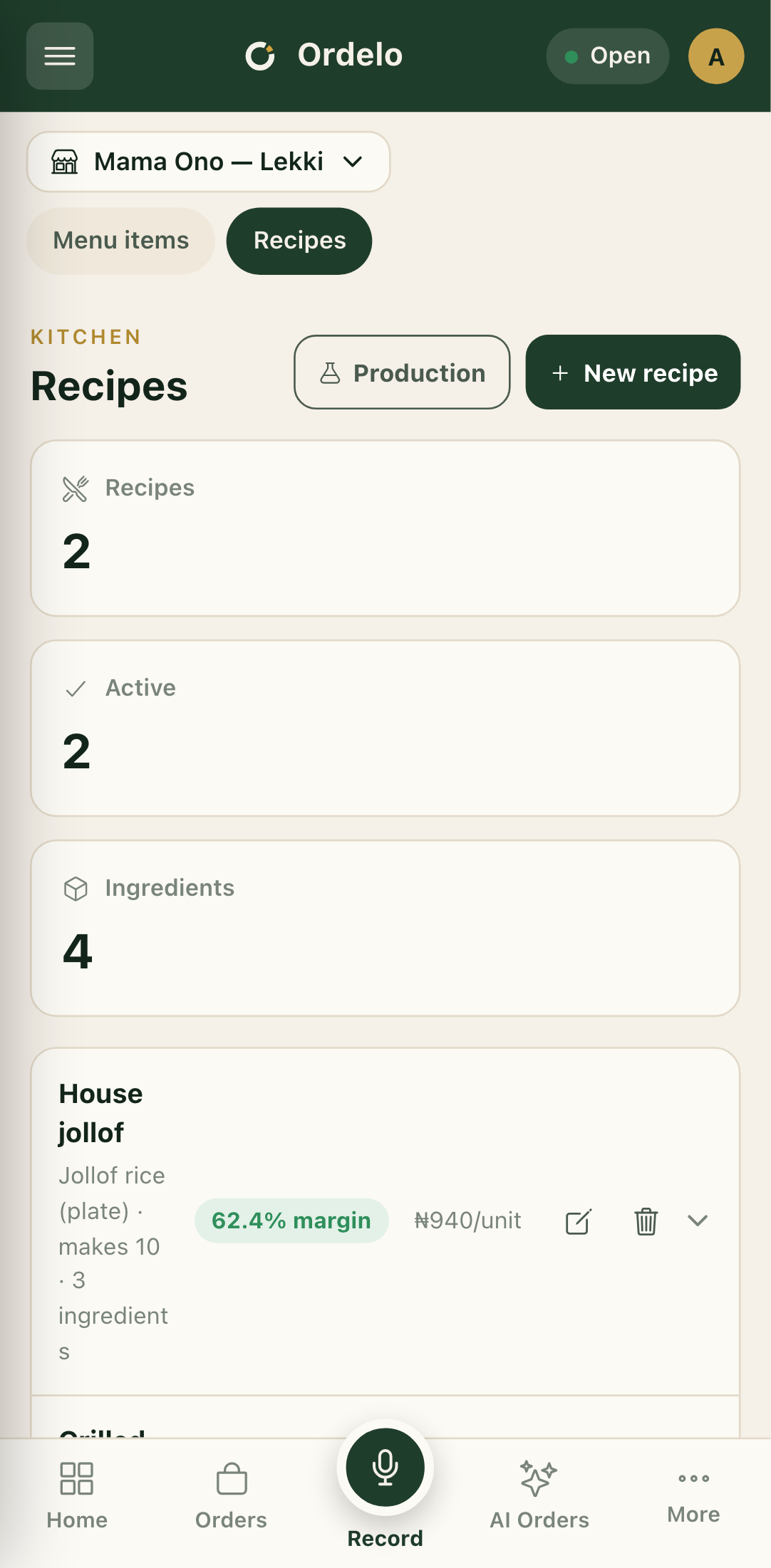 Recipe list