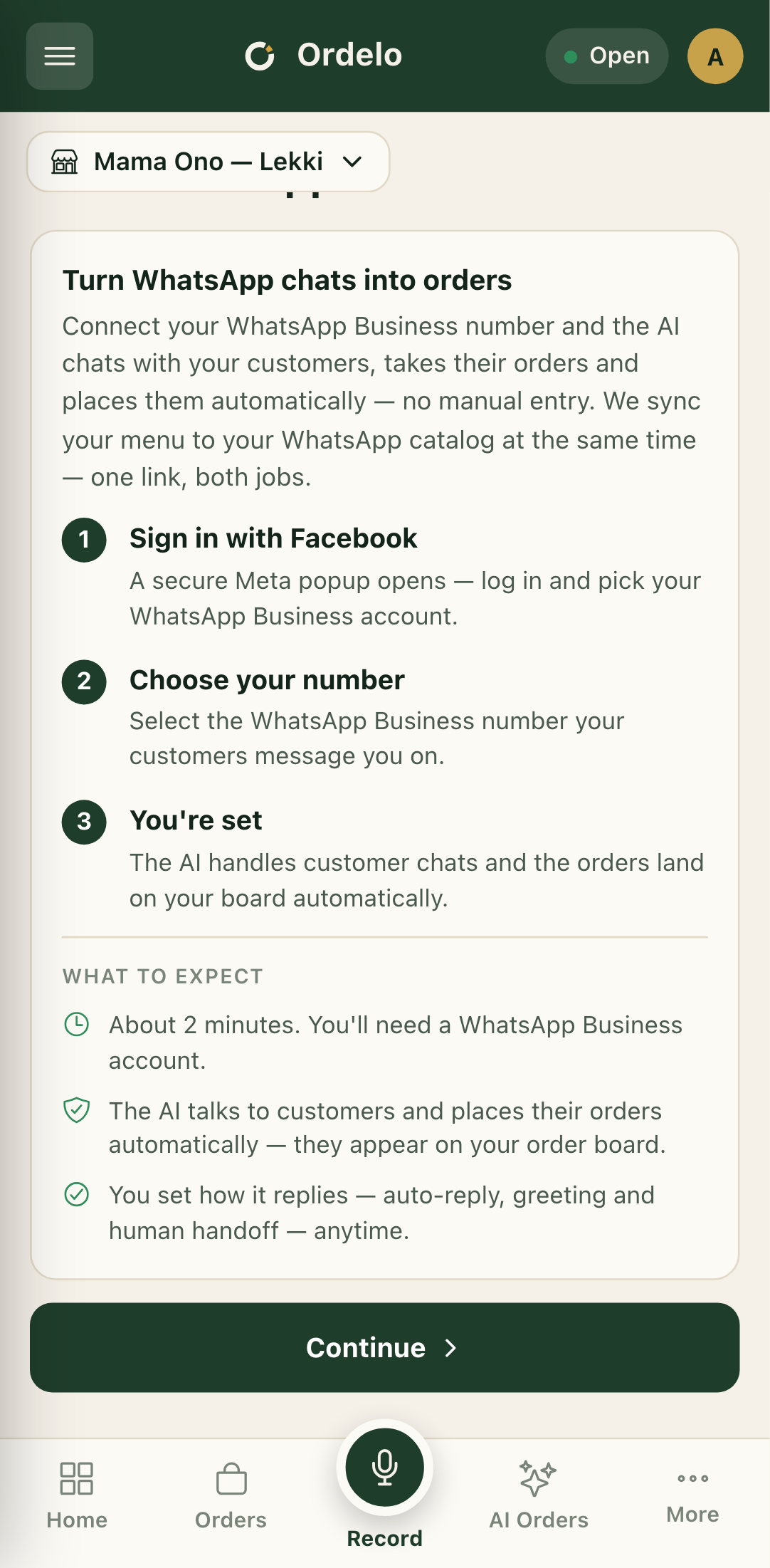 WhatsApp connect
